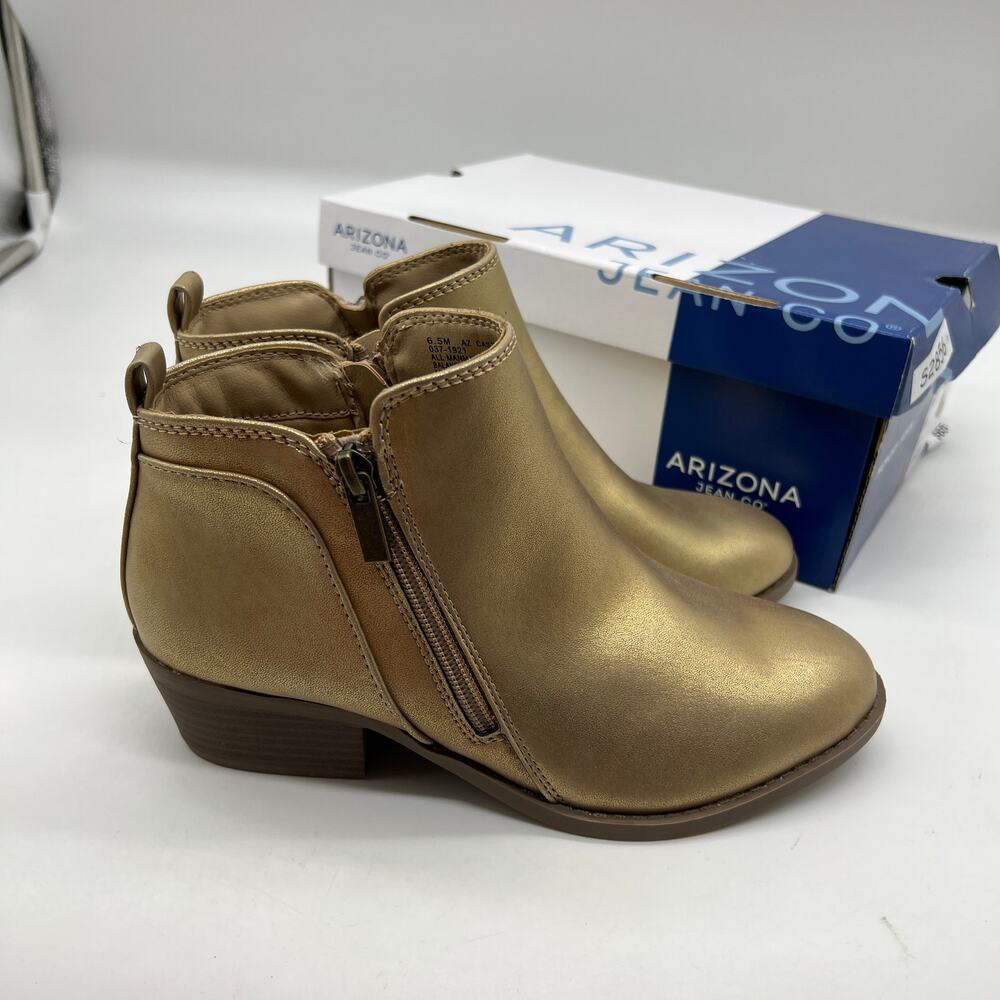 Arizona Jean Co Womens Castle Stacked Heel Booties Gold Size 6.5